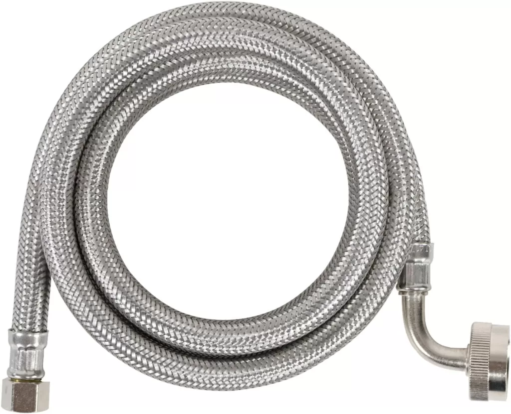 Certified Appliance Accessories Dishwasher Hose with 90 degree FGH Elbow, Water Supply Line, 5 Feet, Premium Braided Stainless Steel with PVC Core, Silver/Pewter, DW60SSL