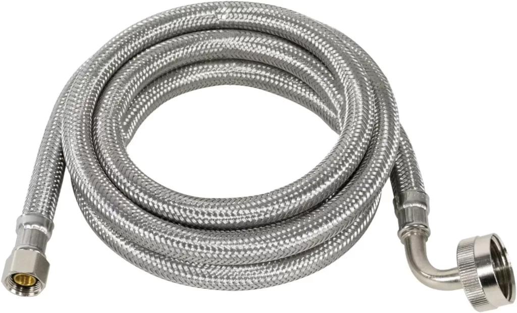 Certified Appliance Accessories Dishwasher Hose with 90 degree FGH Elbow, Water Supply Line, 6 Feet, Premium Braided Stainless Steel with PVC Core, silver/pewter, DW72SSL