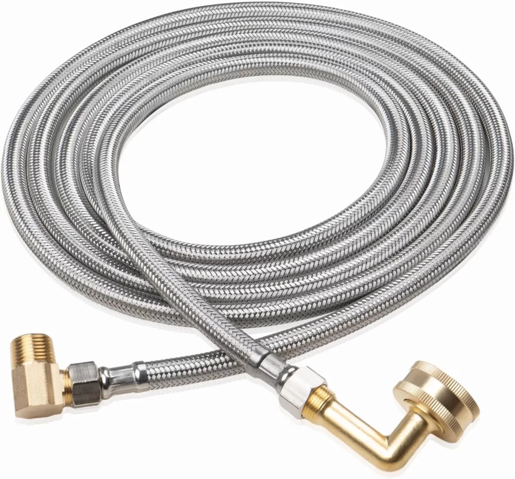Dishwasher Installation Kit, 3/8 Inch Compression, 3/8 Inch MIP Elbow, 3/4 Inch FHT Elbow, 6 Foot Braided Stainless Steel Dishwasher Connectors