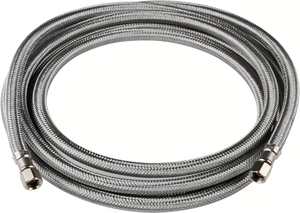 EFIELD 8 FT Stainless Steel Braided Ice Maker Hose with 1/4 Comp by 1/4 Comp Connection