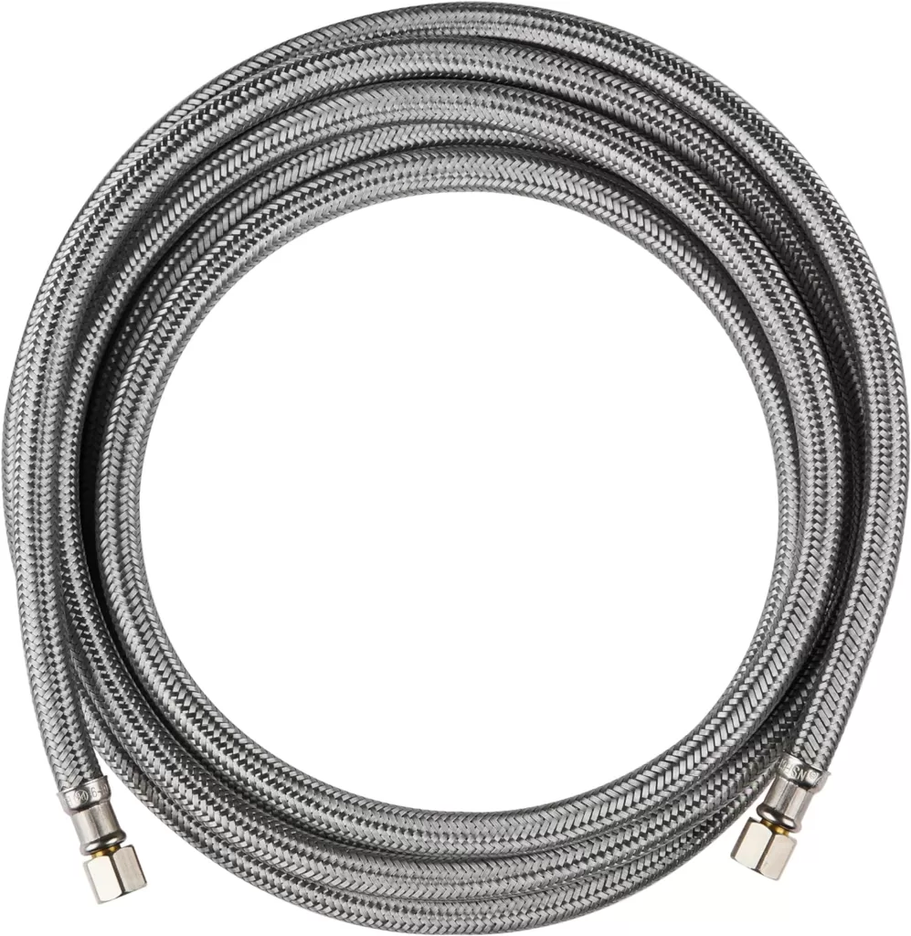 EFIELD 8 FT Stainless Steel Braided Ice Maker Hose with 1/4 Comp by 1/4 Comp Connection