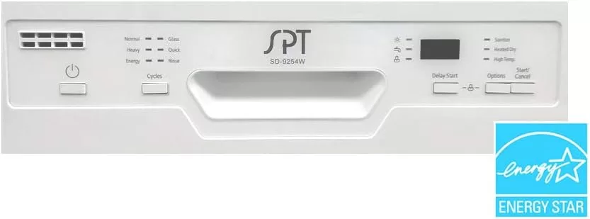 SPT SD-9254WA 18″ Wide Built-In Dishwasher w/Heated Drying, ENERGY STAR, 6 Wash Programs, 8 Place Settings and Stainless Steel Tub – White