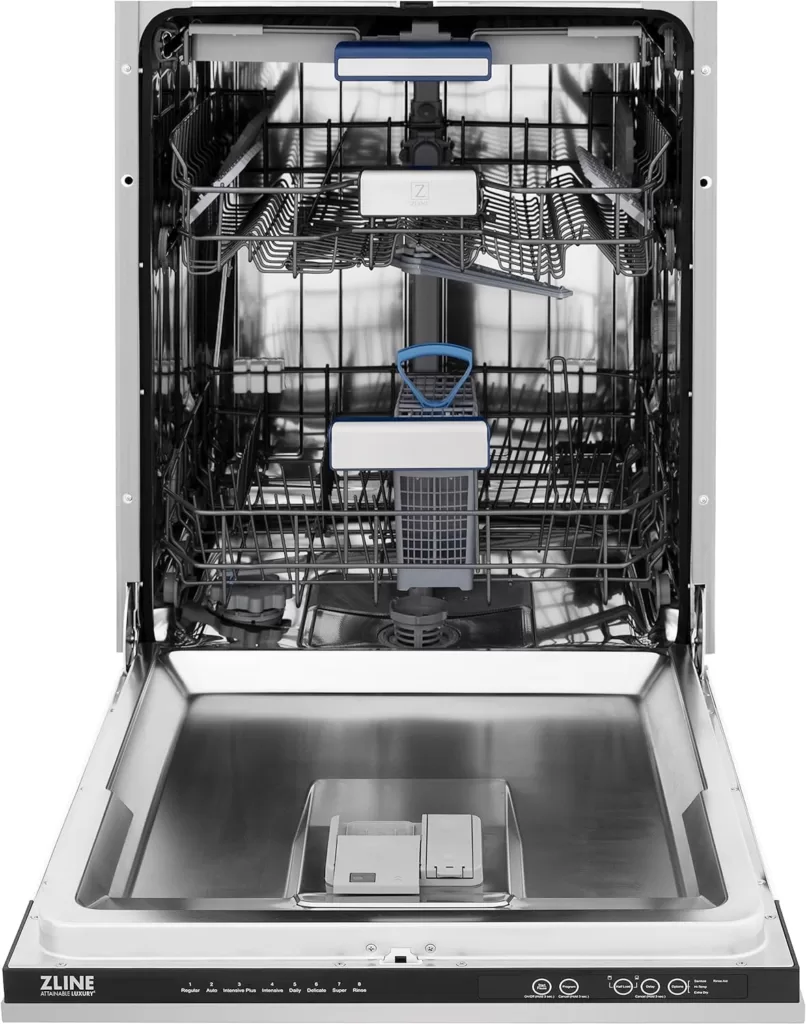 ZLINE 24 Tallac Series 3rd Rack Tall Tub Dishwasher in Stainless Steel, 51dBa (DWV-24) (304 Stainless Steel)