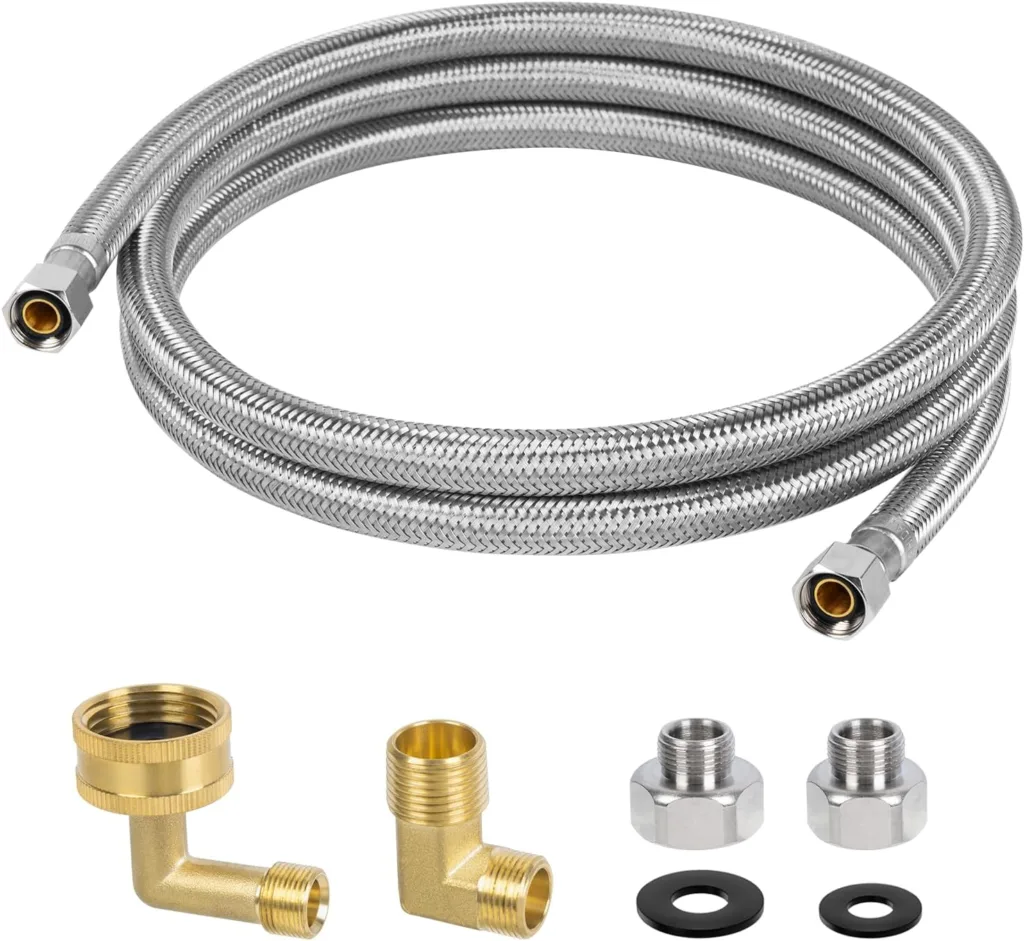 6 FT Dishwasher Installation Kit, Stainless Steel Dishwasher Water Supply Line with 3/8 Compression Dishwasher Connectors, Short Distance Connection