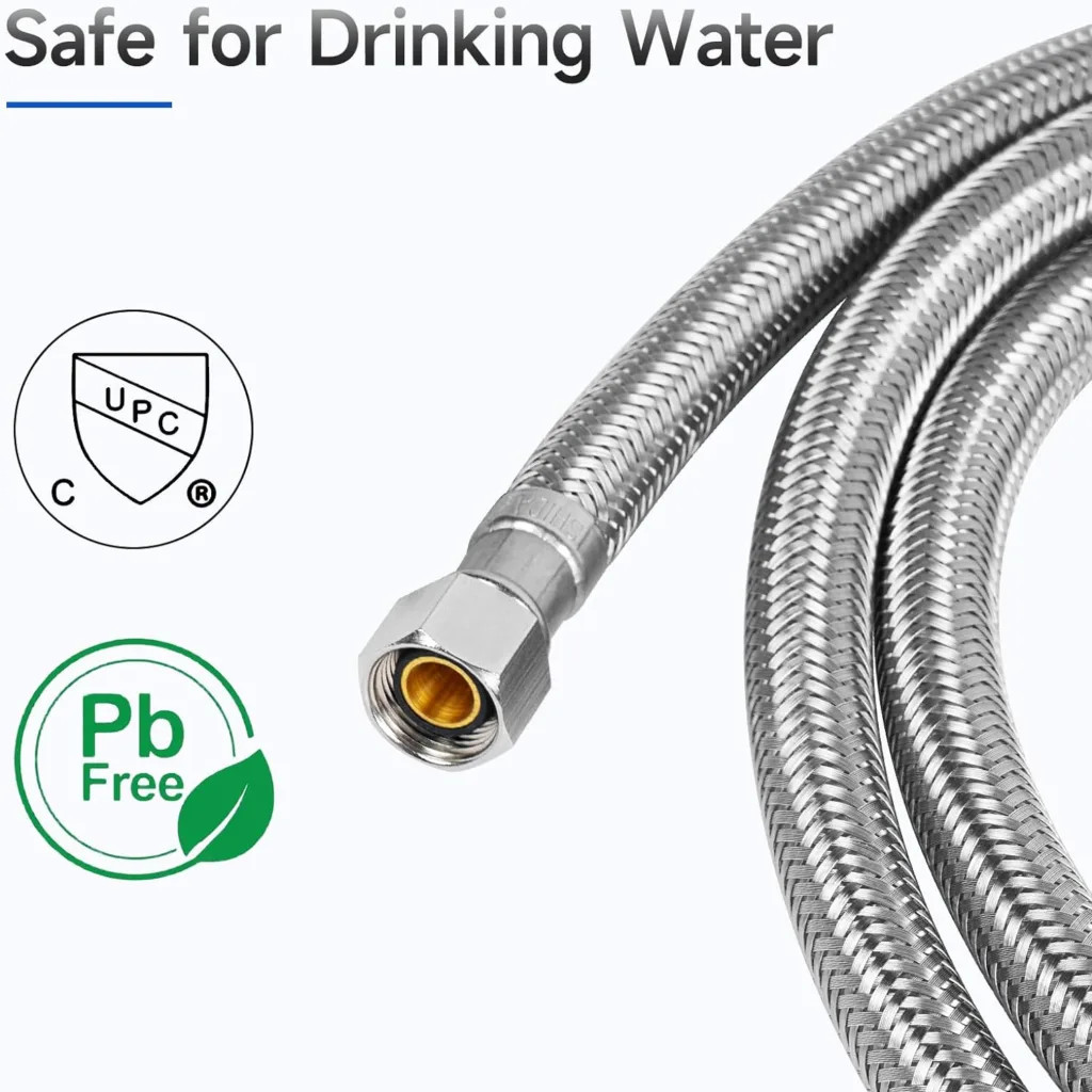 6 FT Dishwasher Installation Kit, Stainless Steel Dishwasher Water Supply Line with 3/8 Compression Dishwasher Connectors, Short Distance Connection