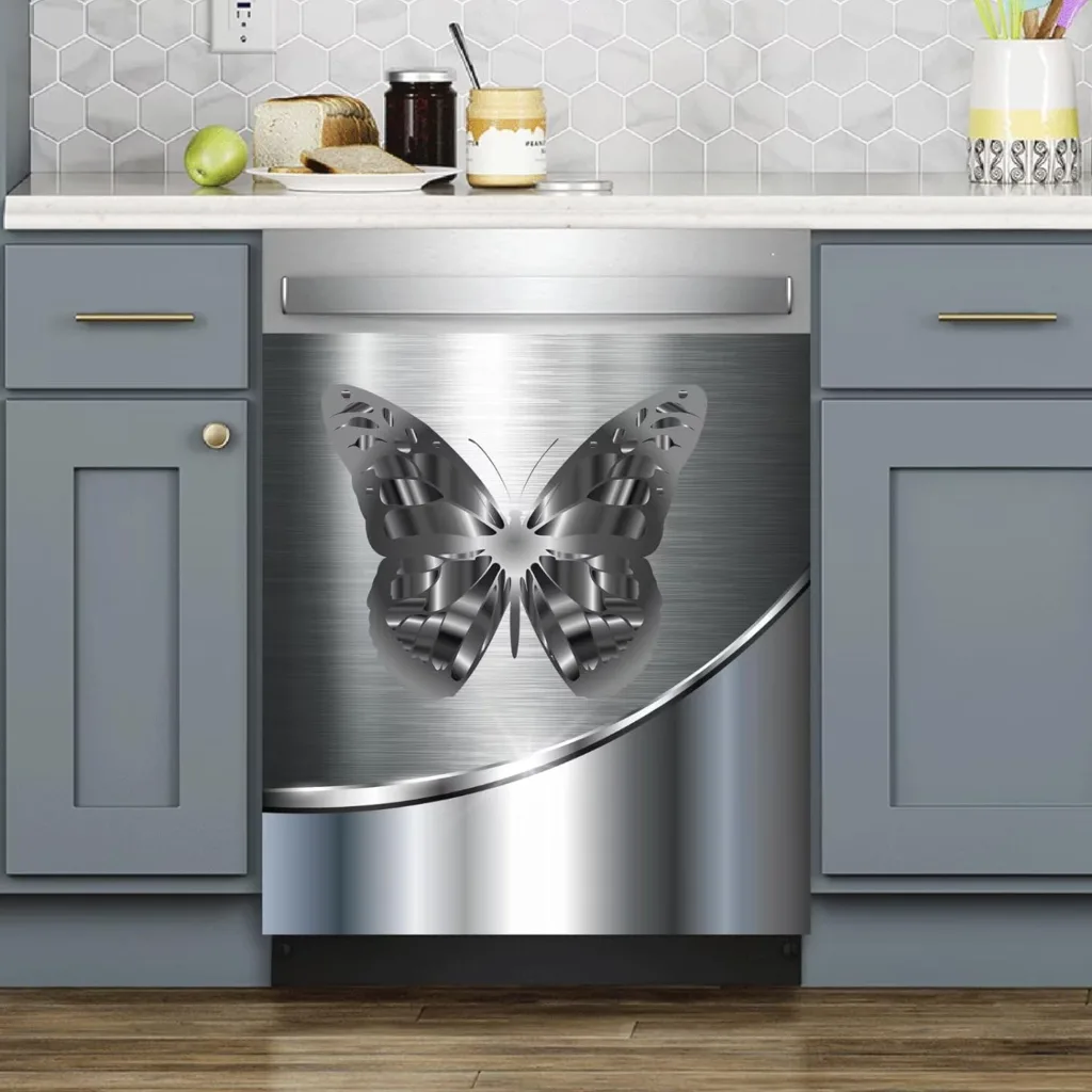 Butterfly Magnetic Dishwasher Covers for The Front,Animal Stainless Steel Pattern Refrigerator Magnets Decorative,Cabinet Vinyl Wrap Decals,Butterfly Magnetic Stickers