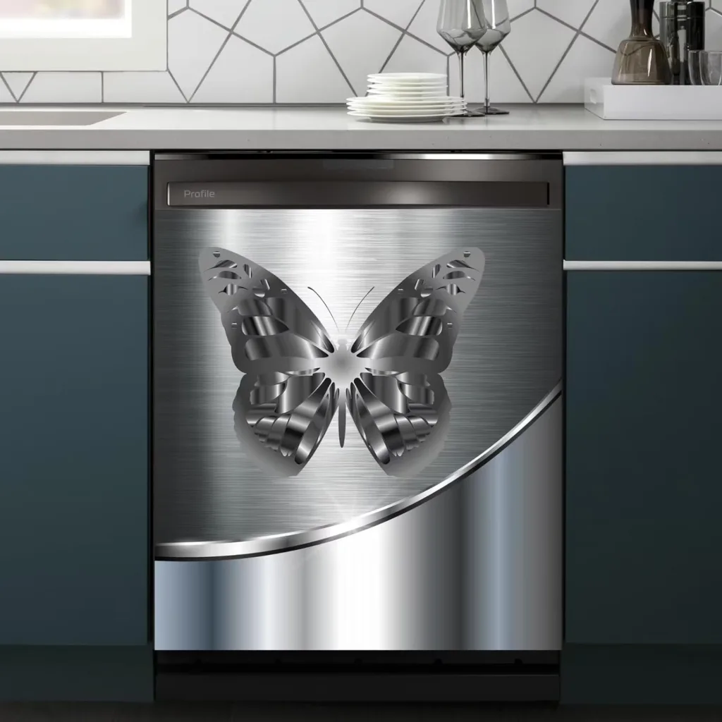Butterfly Magnetic Dishwasher Covers for The Front,Animal Stainless Steel Pattern Refrigerator Magnets Decorative,Cabinet Vinyl Wrap Decals,Butterfly Magnetic Stickers