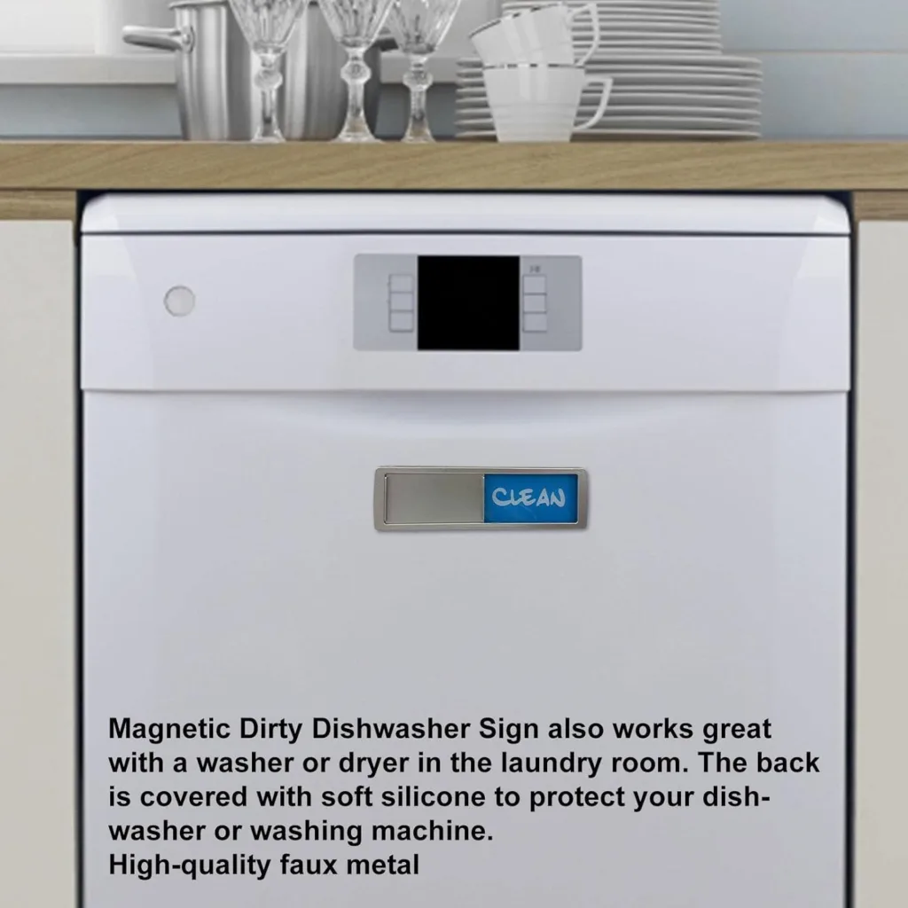 Dishwasher Magnet Clean Dirty Sign, Stainless Steel Dishwasher Clean and Dirty Magnet Sign, Non-Scratch Heavy Duty Shutter Slide Magnets for Dish Washer, Washing Machine Kumprohu