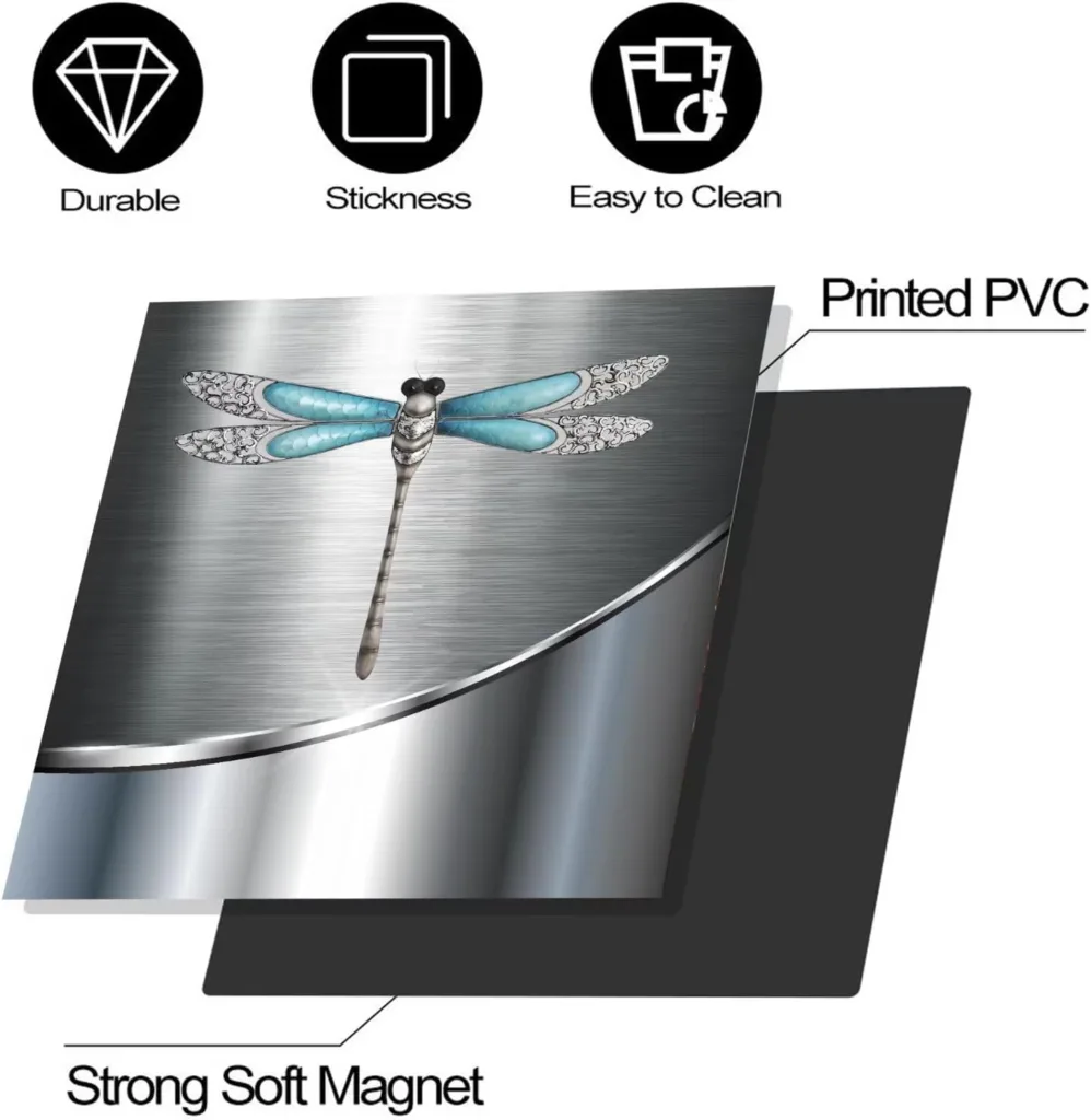 Dragonfly Magnetic Dishwasher Covers for The Front,Blue Dragonfly Stainless Steel Pattern Refrigerator Magnets Decorative,Cabinet Vinyl Wrap Decals,Animal Magnetic Stickers