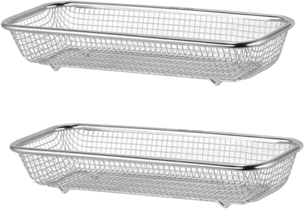 GLEAVI 2pcs Dishwasher Basket Stainless Steel Cooling Rack Kitchen Utensils Holder Dishwasher Silverware Tray Cutlery Metal Storage Baskets Kitchen Drying Basket Rectangle Storage Box