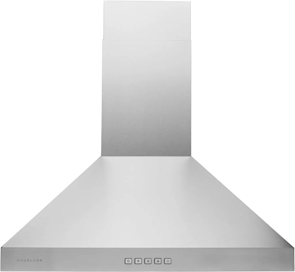 Hauslane | Chef Series WM-530 30 Inch Wall Mount Kitchen Hood Vent | Pro Model | Stainless Steel Range Hood | Strong Suction, Dishwasher Safe Baffle Filters, Changeable LED Lamps, 6” Duct or Ductless