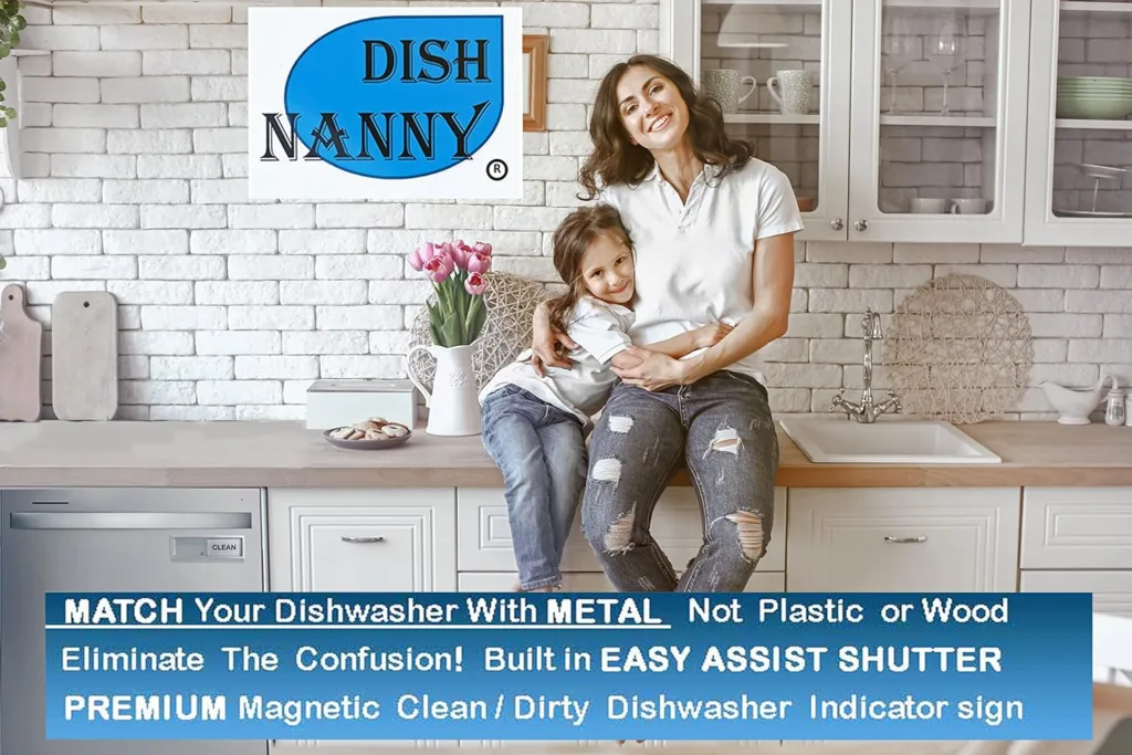 Metal Dishwasher Magnet Clean Dirty Sign in Stainless Steel - Unique and Stylish Look (Silver w/Black Lettering)