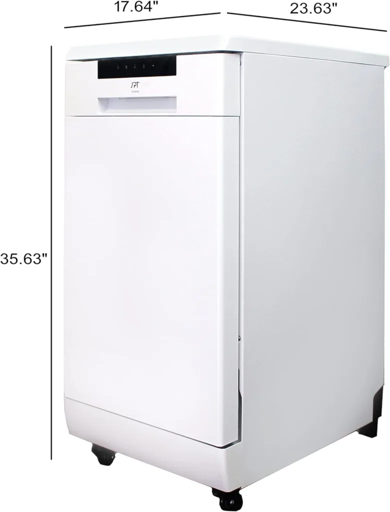 SPT SD-9263WB 18″ Wide Portable Dishwasher with ENERGY STAR, 6 Wash Programs, 8 Place Settings and Stainless Steel Tub – White