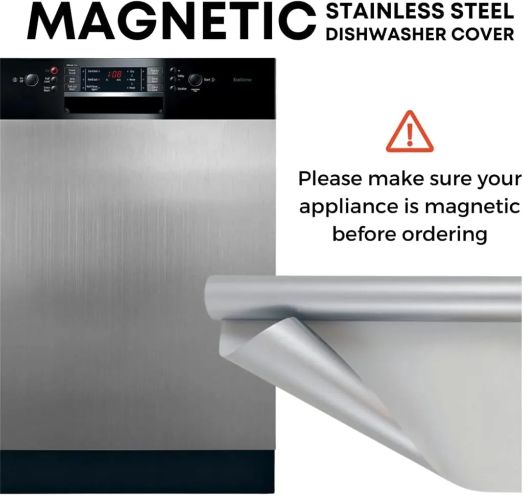 Stainless Steel Dishwasher Or Refrigerator Cover Magnetic Decal, Different Size to Choice, Easily Trimmable,D: Black,48X118 