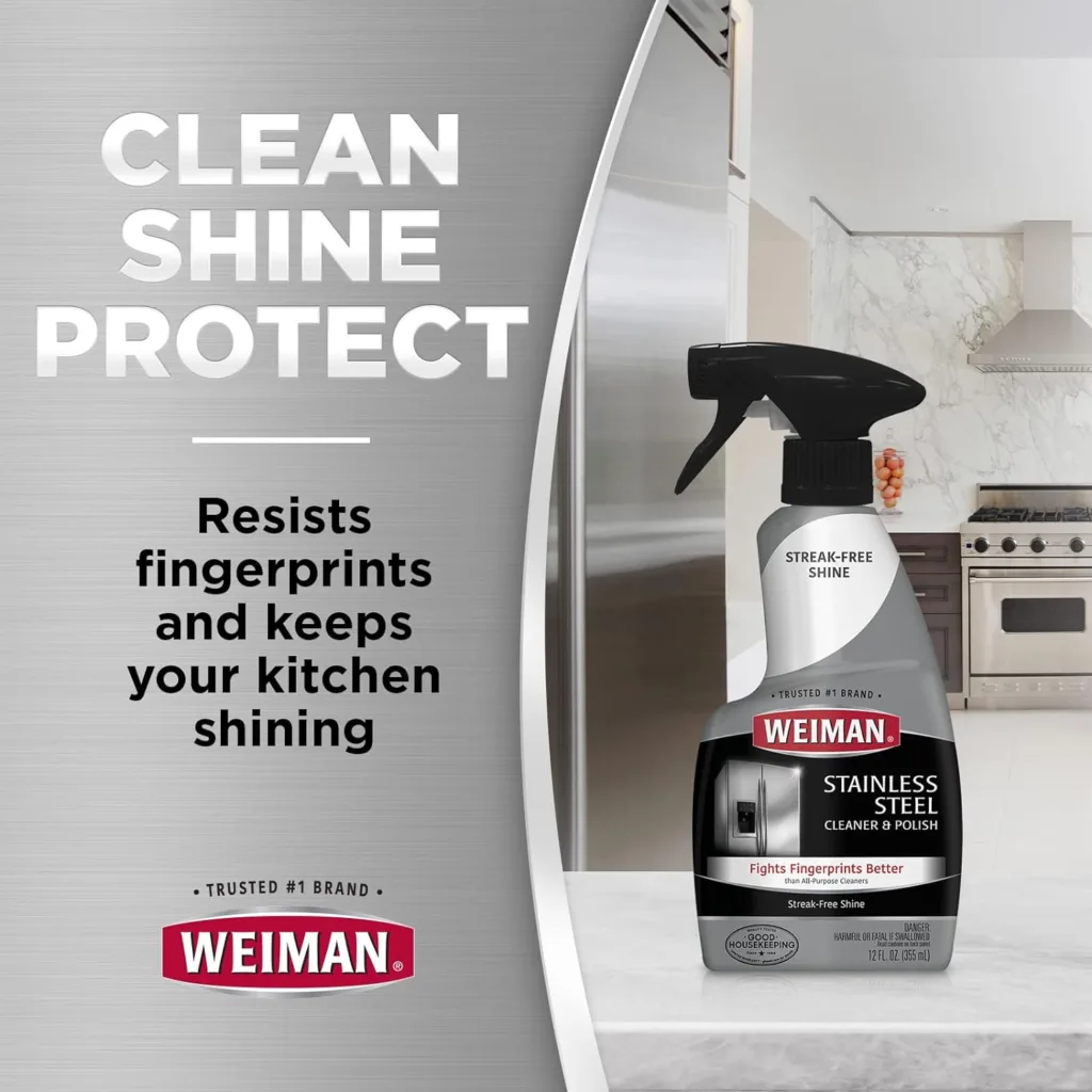 Weiman Stainless Steel Cleaner Kit - Removes Fingerprints, Residue, Water Marks, and Grease