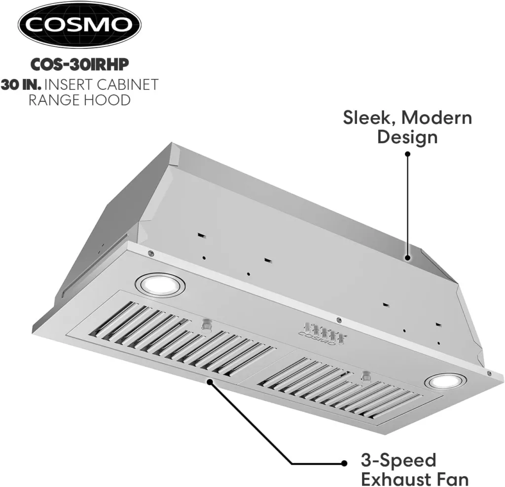 COSMO UMC30 Ducted Under Cabinet Stainless Steel Range Hood with 380 CFM  ENERLITES Duplex Receptacle Outlet, Tamper-Resistant Electrical Wall Outlets, Residential Grade, 3-Wire