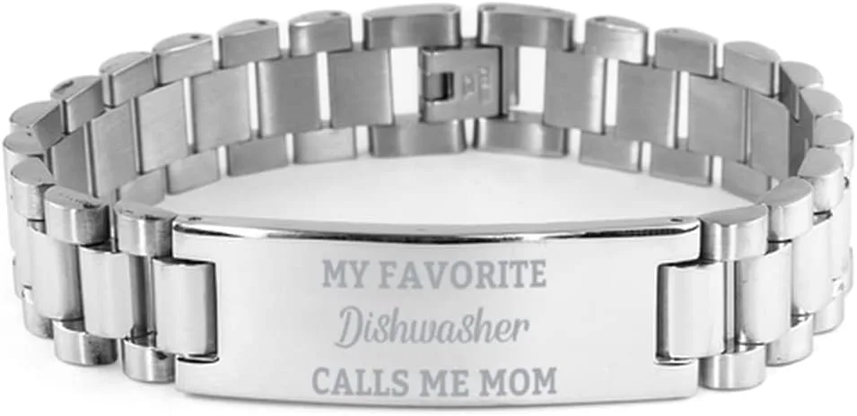 My Favorite Dishwasher Calls Me Mom, Dishwasher Ladder Stainless Steel Bracelet Gift, Funny Gifts for Dishwasher Mom