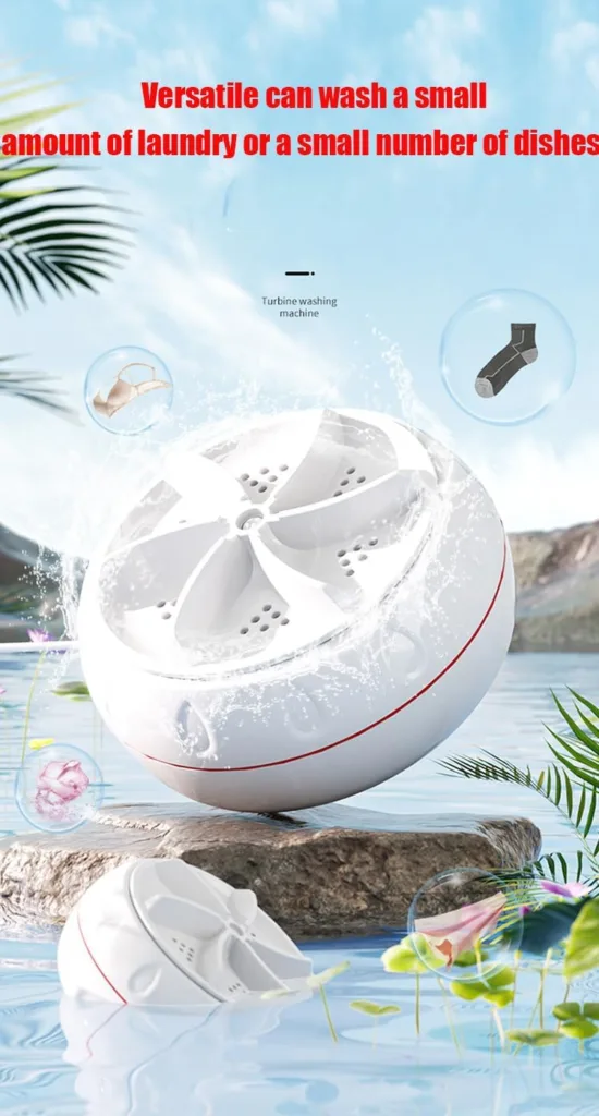 Portable Mini Washing Machine Ultrasonic Turbo Portable Washer with USB for Home Business Travel College House RV Apartment Turbo Washing Machine Cleaning Socks Underwear-Dishes