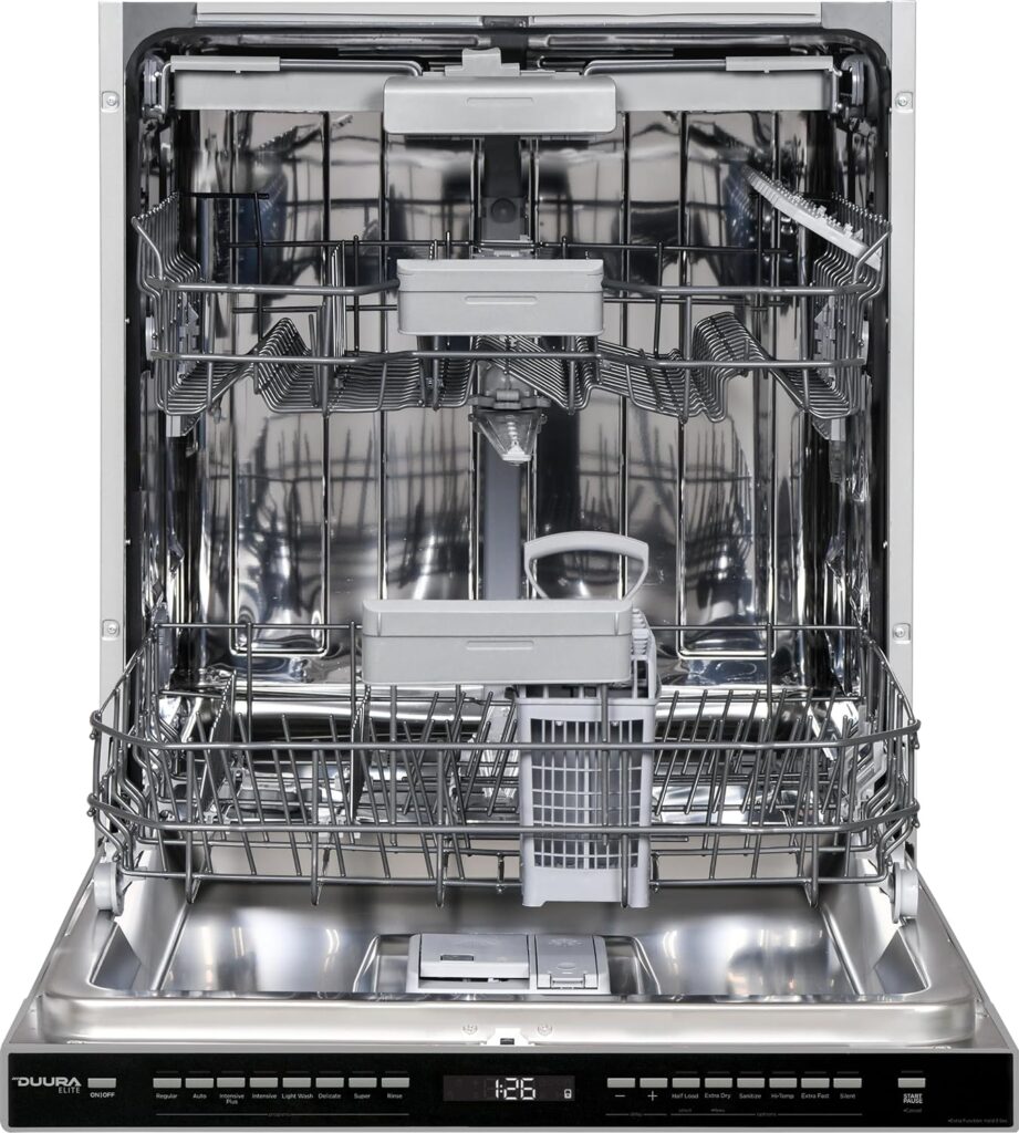 DUURA Elite DE1200DWDSS Dishwasher 24-Inch Built in with 6 Wash Options and 6 Automatic Cycles, Stainless Steel Construction, Electronic Control LED Display, Low Noise Rating, Metallic