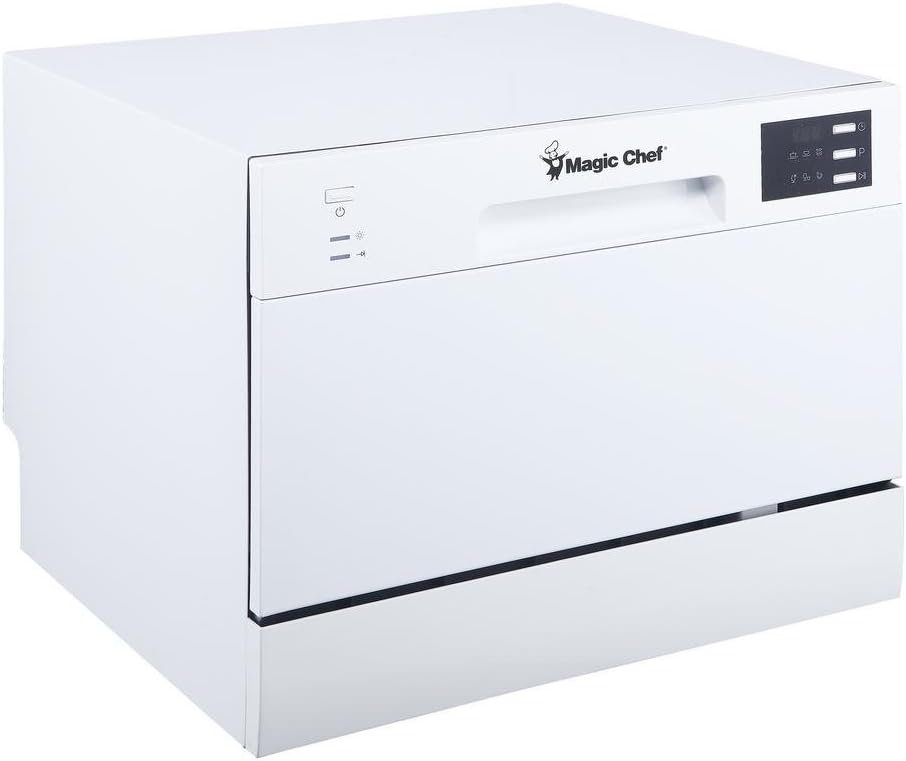 Magic Chef MCSCD6W5 Energy Star 6 Plate Kitchen Countertop Dishwasher, White