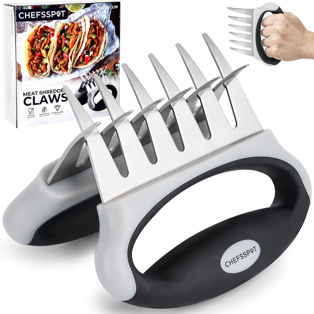 Meat Shredder Claws with Ultra-Sharp Blades for Shredding Meat, Lift, Handle, and Cut - CHEFSSPOT Chicken Shredder Turkey Lifters - Heat Resistant Grill Accessories -BBQ Grilling Gifts for Men  Women