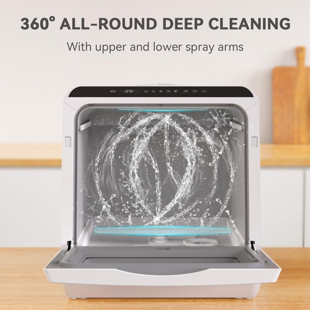 Portable Countertop Dishwasher, 5 Washing Programs Mini Dishwasher with 5L Built-in Water Tank  Inlet Hose, For apartments