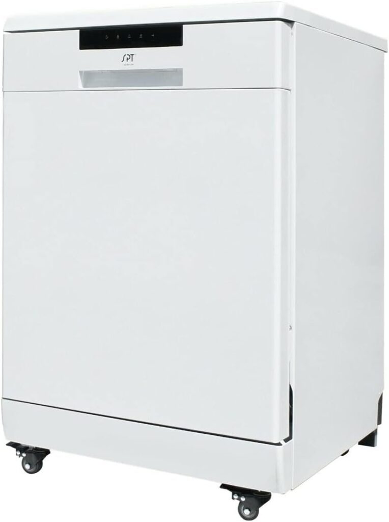 SPT SD-6513W 24″ Wide Portable Dishwasher with ENERGY STAR, 6 Wash Programs, 10 Place Settings and Stainless Steel Tub – White