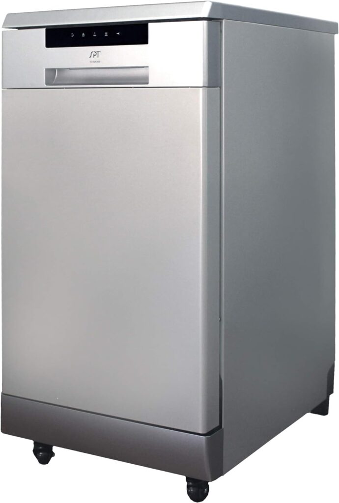 SPT SD-9263SS 18″ Wide Portable Stainless Steel Dishwasher with ENERGY STAR, 6 Wash Programs, 8 Place Settings and Stainless Steel Tub