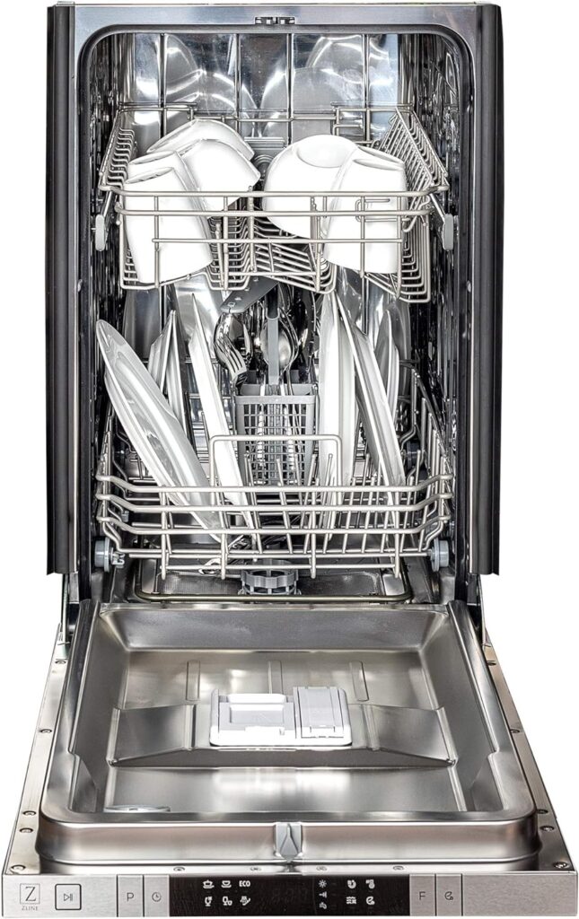 ZLINE 18 in. Top Control Dishwasher in Blue Matte with Stainless Steel Tub and Modern Style Handle