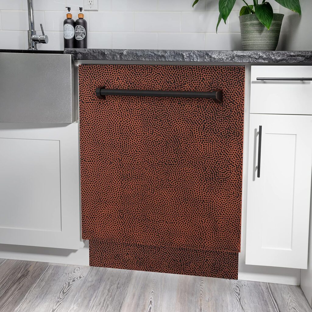 ZLINE 24 Tallac Series 3rd Rack Tall Tub Dishwasher in Hand Hammered Copper with Stainless Steel Tub, 51dBa (DWV-HH-24)